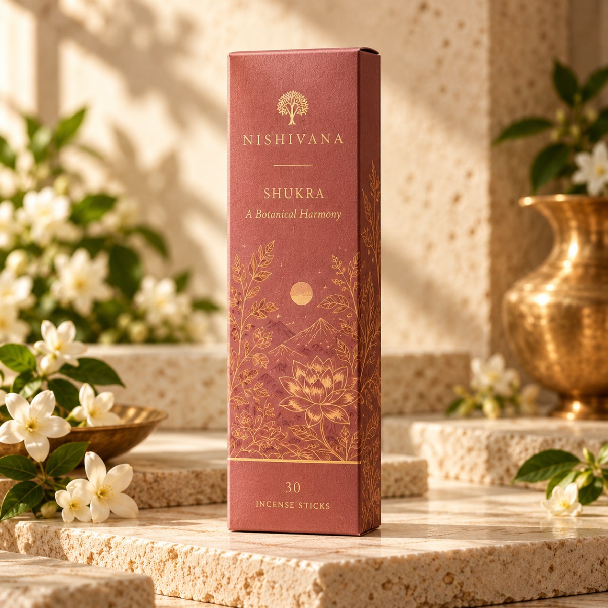 Nishivana Shukra packaging artwork showing a box labelled 30 incense sticks; accessories not confirmed